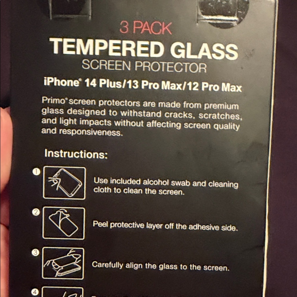 Tempered Glass Screen Protector for iPhone 14 Plus / 12 & 13 Pro Max /  (3 Pack) - Picture 6 of 7